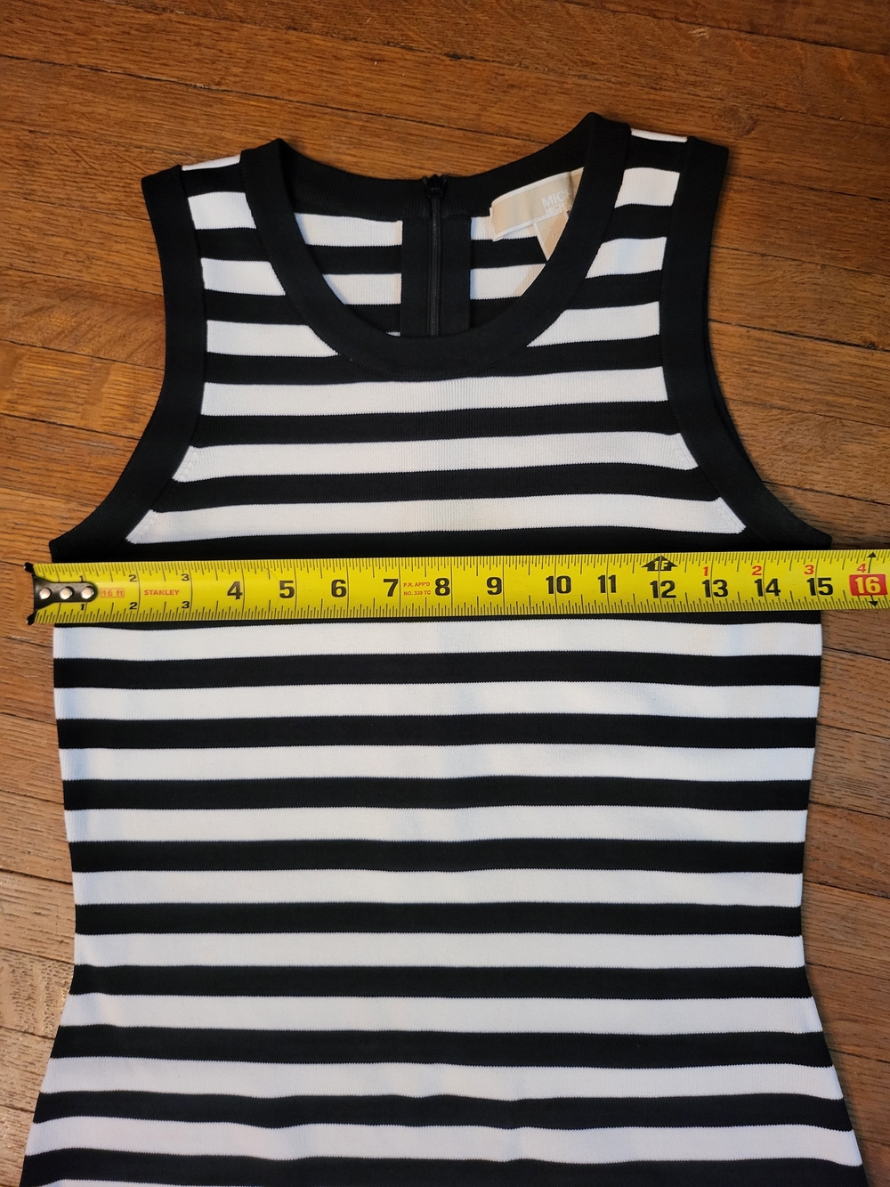 MICHAEL Michael Kors Black & White Striped Sleeveless Midi Sheath Dress - Picture 3 of 8